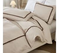 Herside Soft Taupe Bedding Set Brown Ball Duvet Cover Set Single Size Solid Aesthetic Quilt Cover Vintage Rustic Pom Duvet Cover Set Solid Reversible Bedding with Zipper Closure