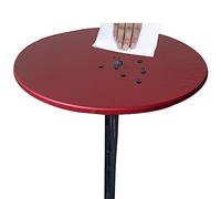 HERSIL Elastic Edged Vinyl Round Fitted Tablecloth - Oil & Waterproof Wipeable Plastic Table Cover Indoor Outdoor Patio Round Fitted Vinyl Tablecloth, solid color (Red,60cm in diameter)