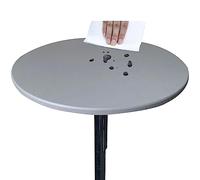 HERSIL Elastic Edged Vinyl Round Fitted Tablecloth - Oil & Waterproof Wipeable Plastic Table Cover Indoor Outdoor Patio Round Fitted Vinyl Tablecloth, solid color (Grey,100cm in diameter)