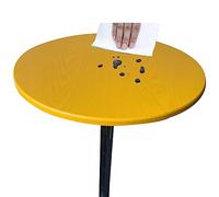 HERSIL Elastic Edged Vinyl Round Fitted Tablecloth - Oil & Waterproof Wipeable Plastic Table Cover Indoor Outdoor Patio Round Fitted Vinyl Tablecloth, solid color (Yellow,60cm in diameter)