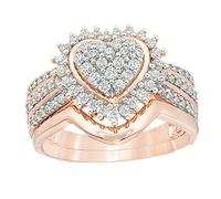 HERSIL Love Diamond Ring Set Ladies Fashion Wedding Diamond Ring Two Piece Set Ring For Women Full Diamond Ring 5 11 Women Jewelry Rings Costume Jewelry Ring (Rose Gold, 9)