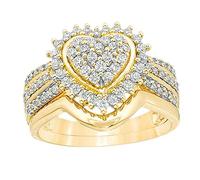 HERSIL Love Diamond Ring Set Ladies Fashion Wedding Diamond Ring Two Piece Set Ring For Women Full Diamond Ring 5 11 Women Jewelry Rings Costume Jewelry Ring (Gold, 7)