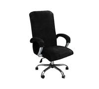 HERSIL Office Chair Cover Velvet Computer Chair Cover Stretch Rotating Chair Cover for Universal Rotating Bos-s Chair With Armrest Sleeve Washable (Black,L)
