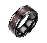 HERSIL Ring Adult Steel Couple Fiber Ring Titanium Fashion Three-color Rings Boys Ring Teenager Jewelry for Girls (Red, 6)
