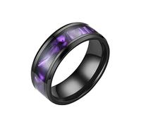 HERSIL Stainless Steel Anxiety Ring For Women Men Size 6 13 Width 8MM 6 Color Exquisite Ring Black Sand Blasted Finished Heart Semicolon Ring Resin Acrylic Rings (Purple, 9)