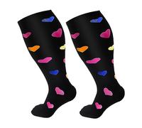 HERSIL Women's Oversized Tight Socks Knee High Stretch Socks Suitable For People With Larger Calves To Wear Providing Comfortable Support plus Size Back Compression Vest (Black, XXL)