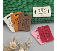 HERSTL 24pcs Personalised Leather Handmade Labels For Clothes, 1.26x0.82inch, Custom Sewing Tags For Knits And Crochet Items, Customizable Engraved Text And Logo
