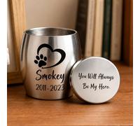 HERSTL Custom Pet Urn For Dog Cat Ashes - Personalized Mini Cremation Keepsake Box - Small Engraved Memorial Token With Name And Date, Sympathy Bereavement Remembrance Gift
