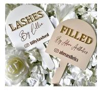 HERSTL Personalised Beauty Handheld Mirror, Mirrors For Lash Techs, Custom Acrylic Hand Mirror, Face Shield, Hair Dressing Prop, Aesthetics Gifts For Her(Beige)