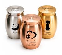 HERSTL Personalized Mini Pet Urn, Custom Dog Cat Ashes Memorial Box, Small Engraved Cremation Keepsake, Pocket Pet Loss Sympathy Remembrance Gift