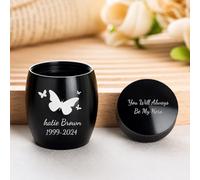 HERSTL Personalized Mini Pet Urn For Ashes - Custom Engraved Dog Cat Memorial Keepsake Box - Small Metal Cremation Urn With Name, Date & Paw Print - Heartwarming Pet Loss Sympathy Gift