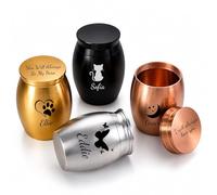 HERSTL Personalized Mini Pet Urn For Cat Dog Ashes - Thoughtful Pet Loss Sympathy Gift - Custom Engraved Pet Memorial Keepsake, Small Pocket-Sized Funeral Cremation Box