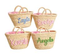 HERSTL Personalized Straw Bachelorette Baskets, Custom Monogram Beach Tote Bag, Bridesmaid Proposal Gifts, Straw Purse For Wedding, Summer Vacation Tote For Women