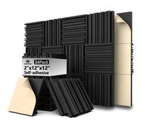 HERTBER 24 Pack Groove Acoustic Panels 12 x 12 x 2 Inch Soundproof Foam Panels High Density Sound proofing Panels for Echo Absorption
