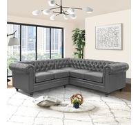 hertford chesterfield faux leather corner sofa in vintage grey