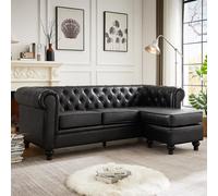 hertford faux leather l shaped corner sofa in black
