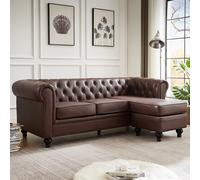 hertford faux leather l shaped corner sofa in dark brown