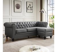 hertford faux leather l shaped corner sofa in dark grey