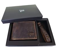 Hertha BSC Berlin HBSCB 2-Piece Leather Wallet and Key Ring Gift Set with Sticker "Wir lieben Fußball" [German Language]