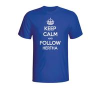 Hertha BSC Junior Keep Calm & Follow Hertha Berlin T-Shirt in Blue | Size: 7-8 Years Hertha BSC Blue 7-8 Years