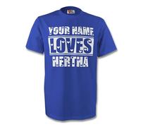 Hertha BSC Men's Mens Your Name Loves Hertha T-Shirt in Blue | Size: Small Hertha BSC Blue S