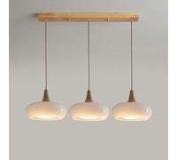 Hertl 3-Lights Mid Century Pendant Light Orange Glass Dome Shade Vintage Farmhouse Hanging Lamp White Milk Glass Chandelier for Dinning Room Table Bedroom Coffee Restaurant Living Room (Color : White