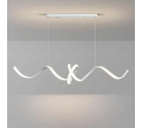 Hertl 39.4" Geometric Long Strip Pendant Light, Linear Spiral Metal Hanging Lamp with White Acrylic Shade, Modern LED Chandelier, Restaurant Decorative Lighting Suspension Lamps (Color : White Light