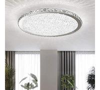 Hertl Crystal Round LED Flush Mount Ceiling Light Luxury Modern Close to Ceiling Light Indoor Chandelier Lighting Fixture for Living Room Bedroom Dining Room Restaurant (Stepless Dimming, 8'')(White L