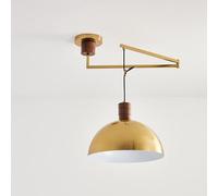 Hertl Farmhouse Industrial Metal Pendant Light Matte Black Modern Light Ceiling Adjustable Swing Arm Gold Chandelier Chrome Dome Hanging Lamp for Dining Room Kitchen Island Living Room (Color : Brass