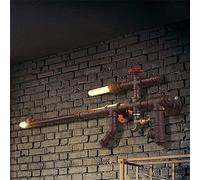 Hertl Industrial Wall Light Kit Metal Water Pipe Rifle Shape Wall Mount Lamp Sconce Light Indoor Decoration -Black (Color : Black)