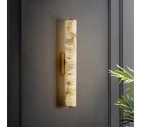 Hertl Marble Bathroom Vanity Linear Wall Sconce Modern Minimalist Long Wall Light Bar White Stone Alabaster Wall Lamp Hardwired Bedside Lighting Fixture for Bedroom Living Room Porch Hallway (Color :
