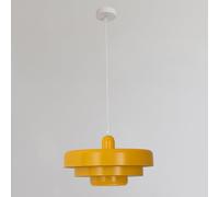 Hertl Nordic Metal Pendant Light, Mid Century Modern Pendant Light Fixture, 3-Layer Design, 13.7 Inch Vintage Metal Chandelier Ceiling Light for Living Room, Hallway, Yellow