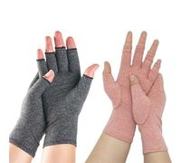 HERTL One Compress Bamboo Arthritis Gloves, Premium One Compress Bamboo Gloves, Fingerless Hand Thumb Compression Gloves (gray+pink,M)