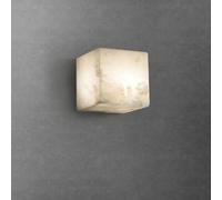 Hertl Square White Marble Wall Sconce Cubic Block Alabaster Modern Wall Light Small Natural Stone Wall Lighting Fixture Bedside Wall Lamp for Bathroom Vanity Living Room Hotels Villa Hallway