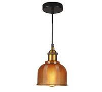 Hertl Stained Glass Pendant Light Fixture 3 Colors Available Modern Ceiling Chandelier Single Ceiling Hanging Pendant Lighting for Bathroom Kitchen Island Dining Room (Blue)(Amber)