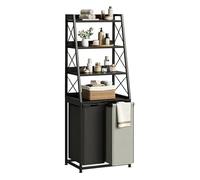 Herture 120L Laundry Basket 2 Compartments, Laundry Hamper with 4 Tiers Shelf, Laundry Sorter with 2 Large Pull-Out Removable Laundry Bags, 2 x 60L, for Bathroom Utility Room, Black PF11XLK