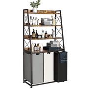 Herture Laundry Basket, 3 Section Laundry Hamper with 4 Tiers Shelf, Pull-Out and Removable Laundry Bags, Large 3 x 15.87 Gallons, for Laundry Room Bathroom (Rustic Brown)