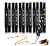 HERUAI Alcohol Markers Set- 12 Colors Art Markers for Coloring, Dual Tip Artists Drawing Markers Pens Chisel & Bullet for Adult Graffiti Anime Illustration Painting Doodling