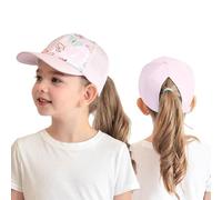HERUAI Kids Baseball Cap with Ponytail for Girls Boys Golf Adjustable Sun Hat Anti-UV Summer Sports Tennis Cap