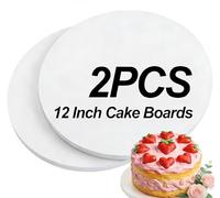 HERUIO Cake Boards: 2pcs White Round Premium Quality Cake Drums, Food Grade for Your Baking Needs, Perfect Presentation at Parties & Celebrations (12inch)
