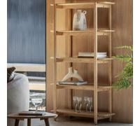 hervey tall wooden bookcase with 4 shelves in natural