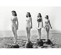 HERW Wall Canvas Bikini Woman Stand On Beach Retro Poster And Prints Scandinavian Canvas Painting On Wall Art Old Photo Picture For Room Decorhome Decoration 20X28 Inch