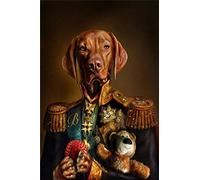 HERWS Big Poster Dog In Military Uniform Canvas Paintings On The Wall Art Posters And Prints Classical Animals Dog General Art Pictures