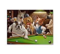 HERWS Big Poster Dogs Playing Pool Billiard Wall Art Canvas Printing Pictures Funny Animal Canvas Printed Poster For Livingroom Ation Living Bedroom Kitchen Home Decoration