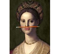 HERWS Big Poster Retro Playful Girl With Pencil Mouth Posters And Prints Canvas Paintings Wall Art Pictures For Living Room Decor (No No Frame)