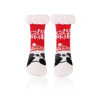 HERYEBING Kids Slipper Socks Boys Girls Warm Soft Thicken Fleece Fuzzy Non-Skid Children Home Winter Thermal Christmas Cute Animal Red Panda 5-8 Years (M)