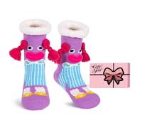 HERYEBING Slipper Socks with Gift Box - Fluffy Comfy Soft Warm Fuzzy Thick Fleece Lined Non Slip Socks Funny Christmas Gifts Stocking Stuffers for Teens Women Wife Bed Slippers with Plaits (Purple)