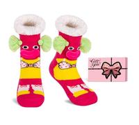 HERYEBING Slipper Socks with Gift Box - Fluffy Comfy Soft Warm Fuzzy Thick Fleece Lined Non Slip Socks Funny Christmas Gifts Stocking Stuffers for Teens Women Wife Bed Slippers with Plaits (Red)