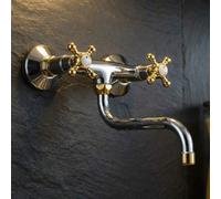 Herz Chrome/gold Colour 's' Spout Type Finishing Kitchen Tap Wall Faucet Cross Head
