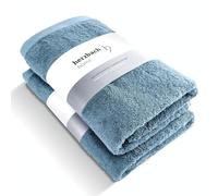 herzbach home Premium Set of 2 Bath Towels 70 x 140 cm (Blue Grey) - Soft, Absorbent and Premium Towels - 100% Natural Egyptian Cotton (600 g/m²)